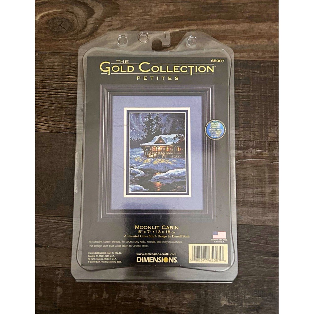 Dimensions Gold Collection Petites Moonlit Cabin Cross Stitch Kit MPN 65007